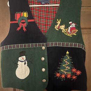 Karen Scott Red and Black Plaid Christmas Vest